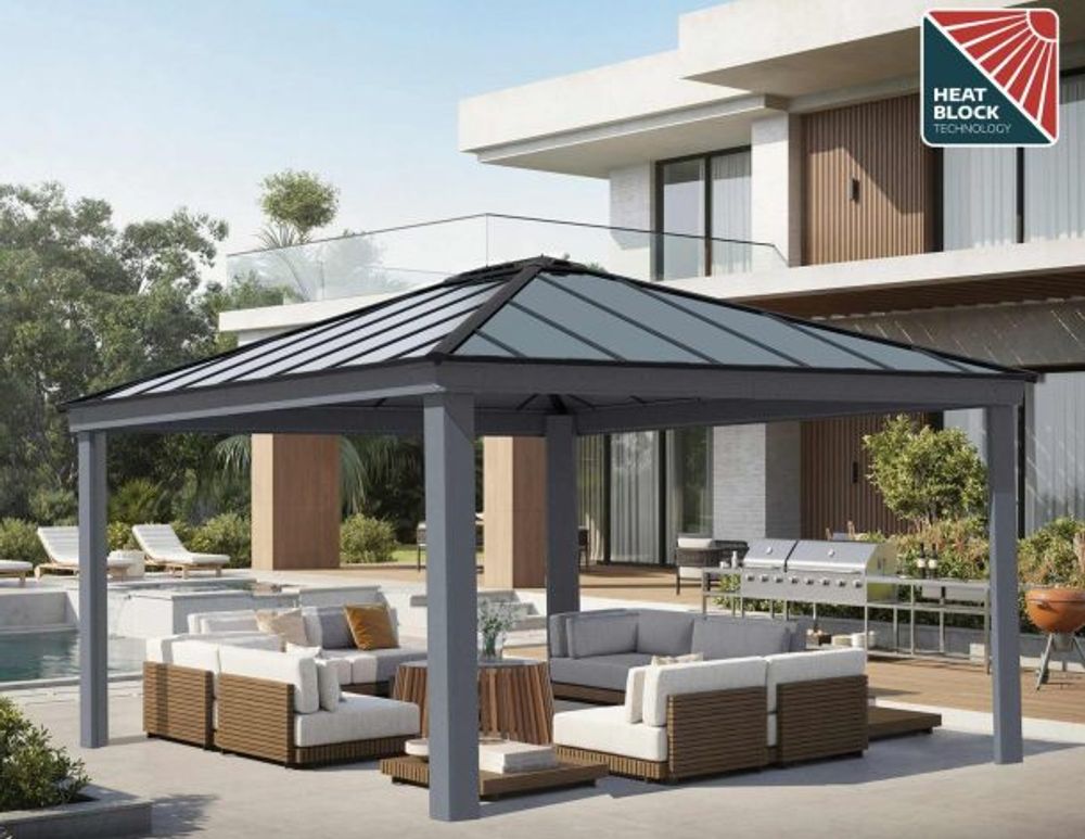 Canopia by Palram paviljong Dallas 422 x 483 cm grå – inkl gardiner og netting