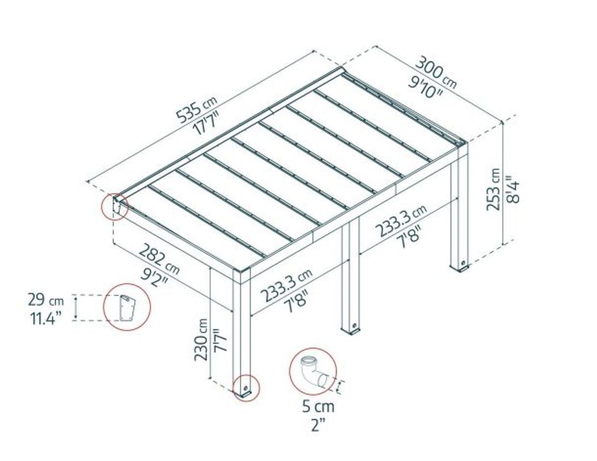 Canopia by Palram Helsinki terrassetak i sedertre 3m x 5,3m 707367