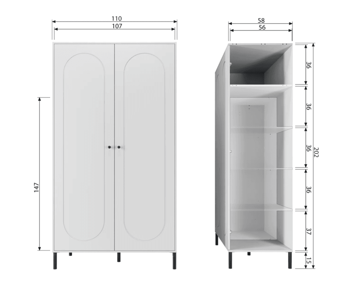 WOOOD garderobeskap Xina furu grå 202 cm 375938-W