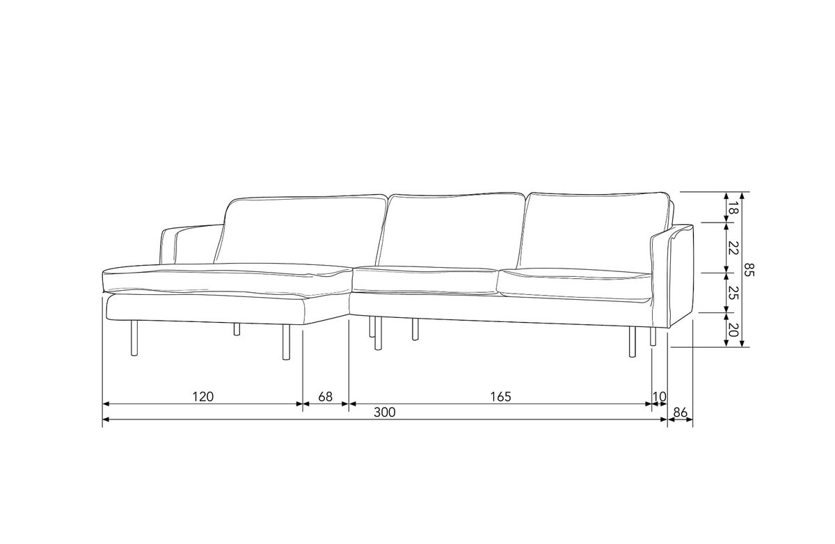 BePureHome Rodeo Chaise Lounge Left Velvet mountain