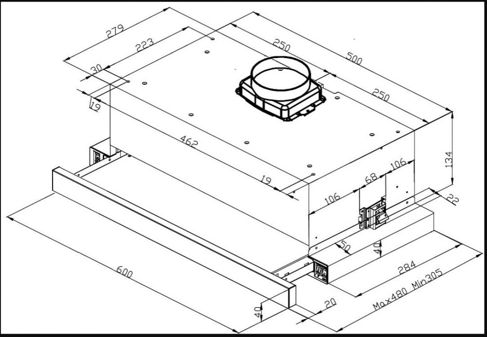 Silverline Uttrekksventilator hvit-stål SL1150 EXT 