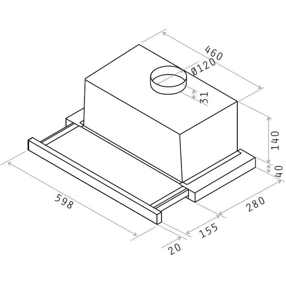 Eico Uttrekks ventilator stål/grå 60 cm ELITE 14 LUX 60 X