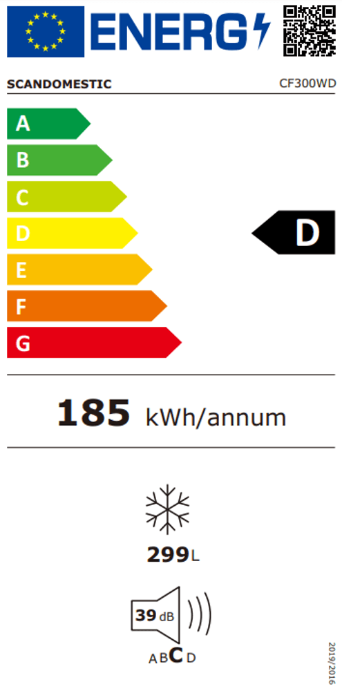 Scandomestic fryseboks 299 L i hvit CF300WD