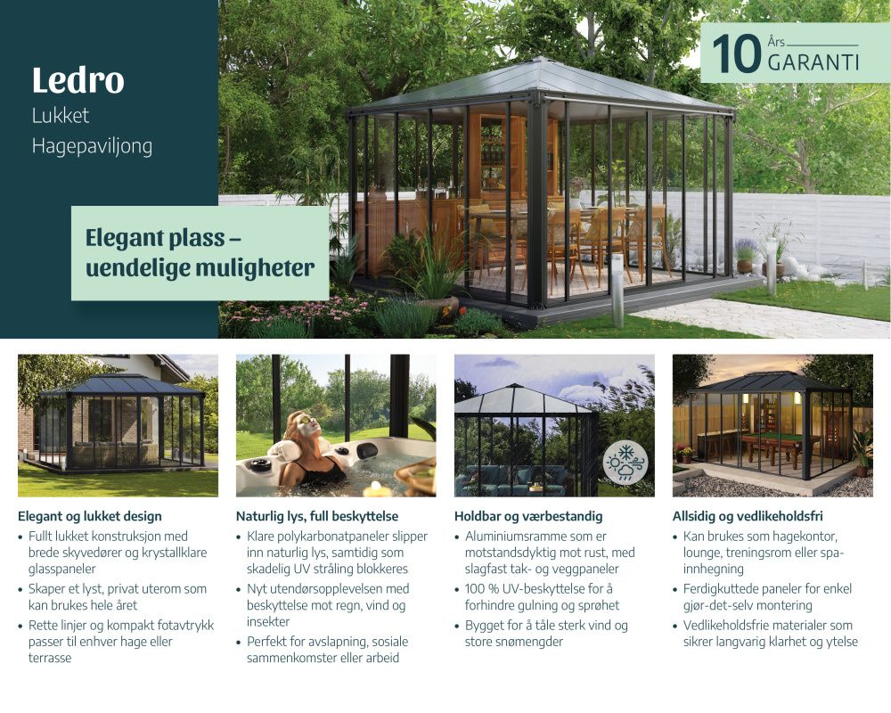 Canopia by Palram paviljong Ledro 360 x 260 cm Square Grå