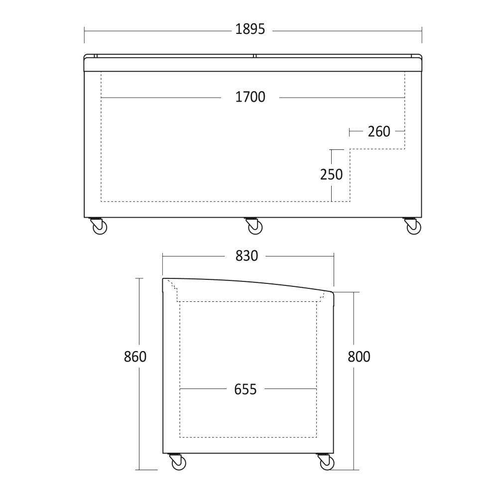 Scandomestic displayfryseboks grå 501 liter SIF700ADGC