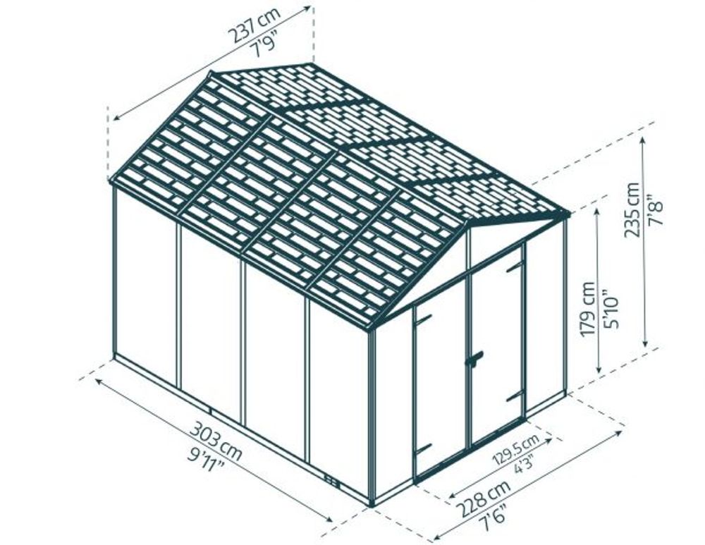 Canopia by Palram Rubicon redskapsbod 237 x 303 cm mørk grå