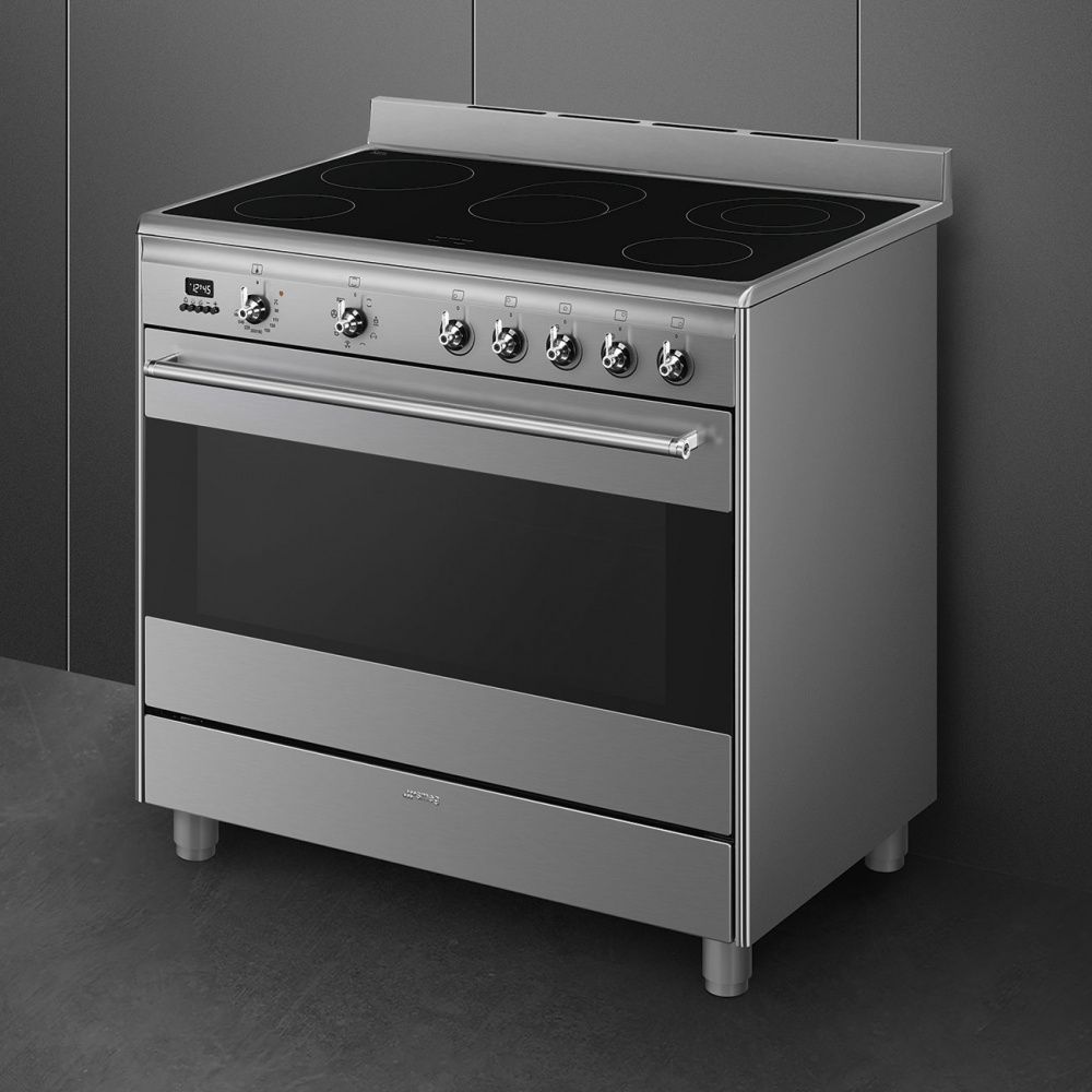 Smeg klassisk komfyr keramisk 90 cm rustfritt stål SCD91CMX9