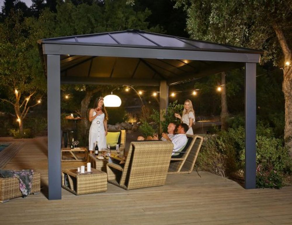 Canopia by Palram - Gazebo Dallas - 360 x 483 cm - Grå - inkl gardiner og netting