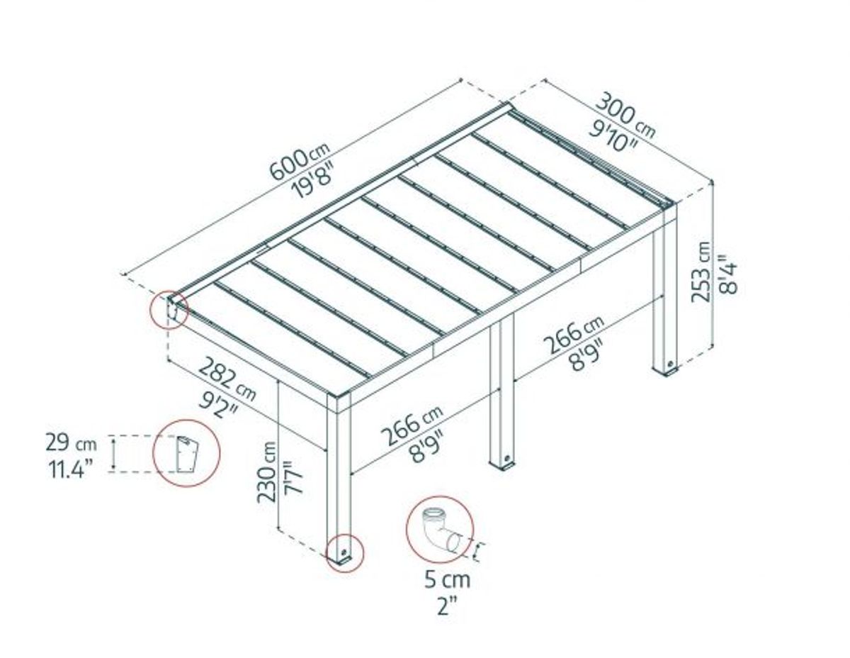 Canopia by Palram Helsinki terrassetak i sedertre 3m x 6m 707368