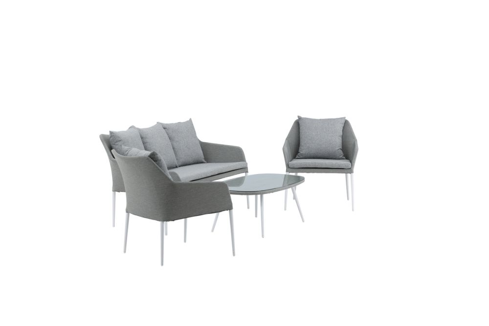 Venture Design Spoga møbelgruppe hvit ramme grå sete 2077-400