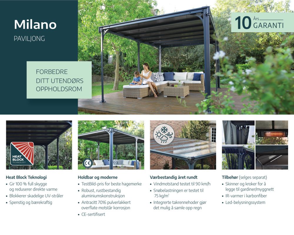 Canopia by Palram martinique paviljong 295 x 430 cm grå - inkl gardiner og netting