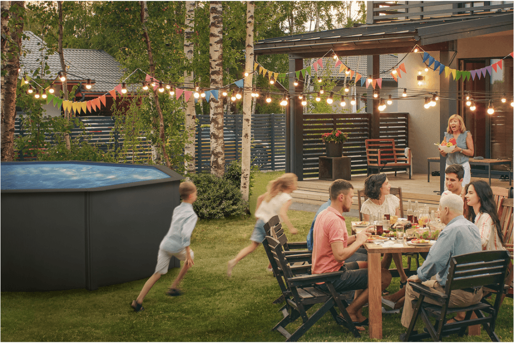 Swim & Fun ovalt basseng 500 x 300 x 120 cm sort KIT500GF