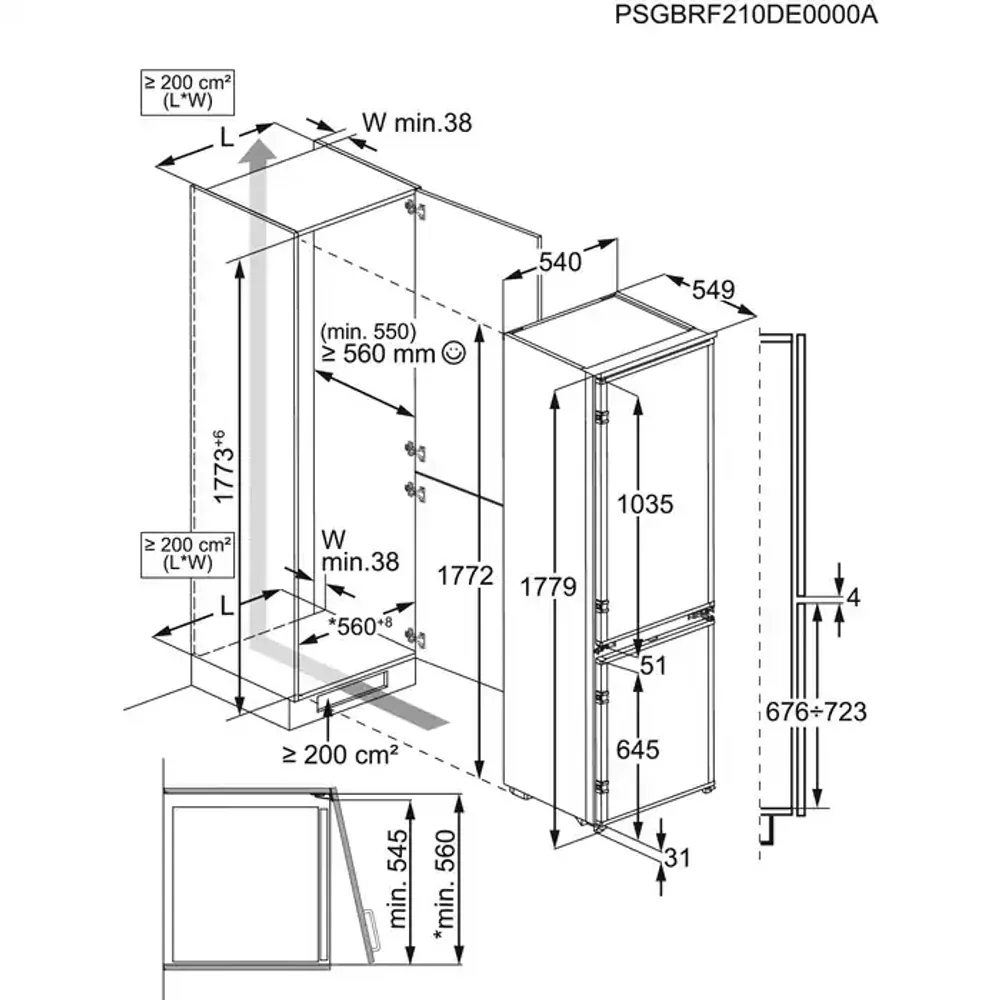 Electrolux kombiskap integrert Hvit LNS5LE18S