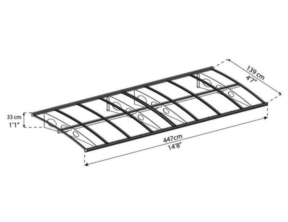 Canopia by Palram overbygg inngangsparti Herald 139 x 447 cm grå/matt