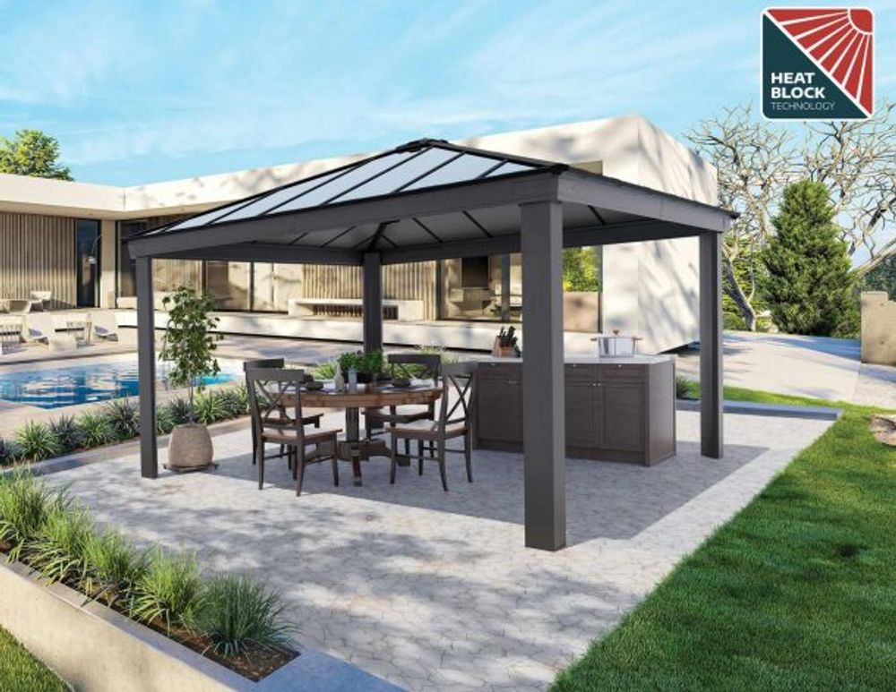 Canopia by Palram - paviljong Dallas 422 x 422 cm Grå - inkl gardiner og netting