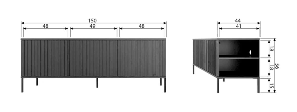 WOOOD sidebord New Gravure 150 cm sort furu 373473-Z
