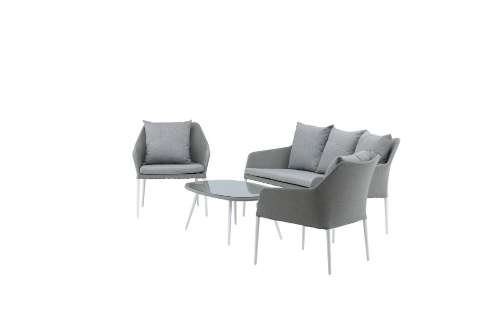 Venture Design Spoga møbelgruppe hvit ramme grå sete 2077-400