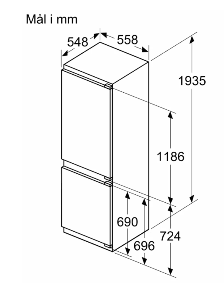 Bosch integrert kombiskap 193,5 cm serie 4 KIN96VFD0 