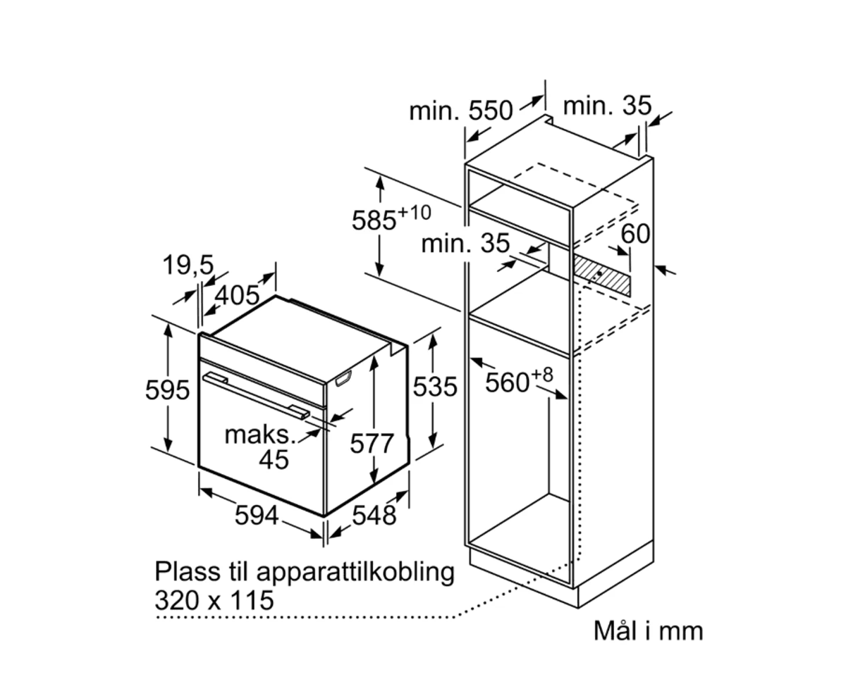 Bosch innbyggingsovn 60 x 60 serie 8 HBG7741B1 
