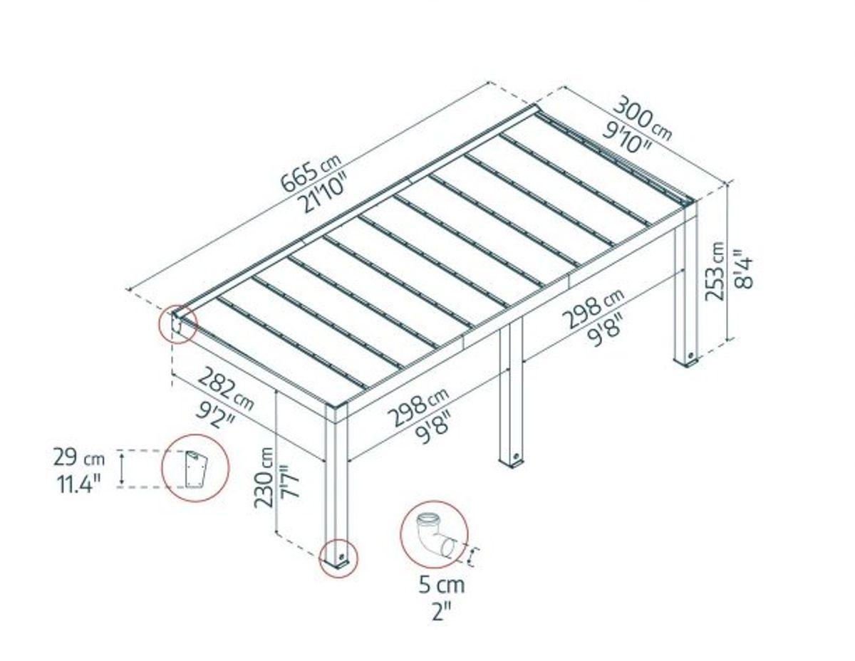 Canopia by Palram Helsinki terrassetak i sedertre 3m x 6,6m 707369
